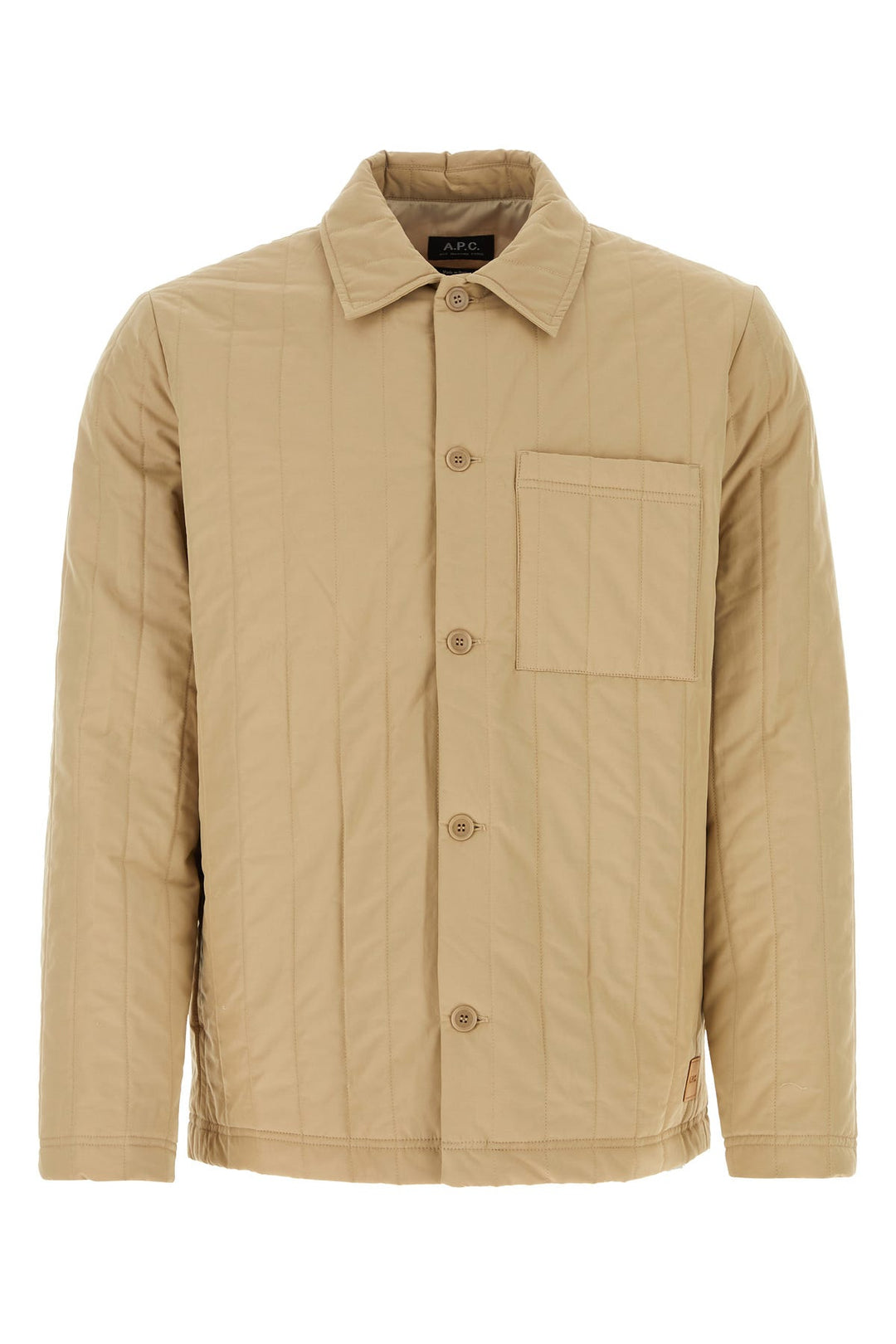 Beige cotton blend padded shirt