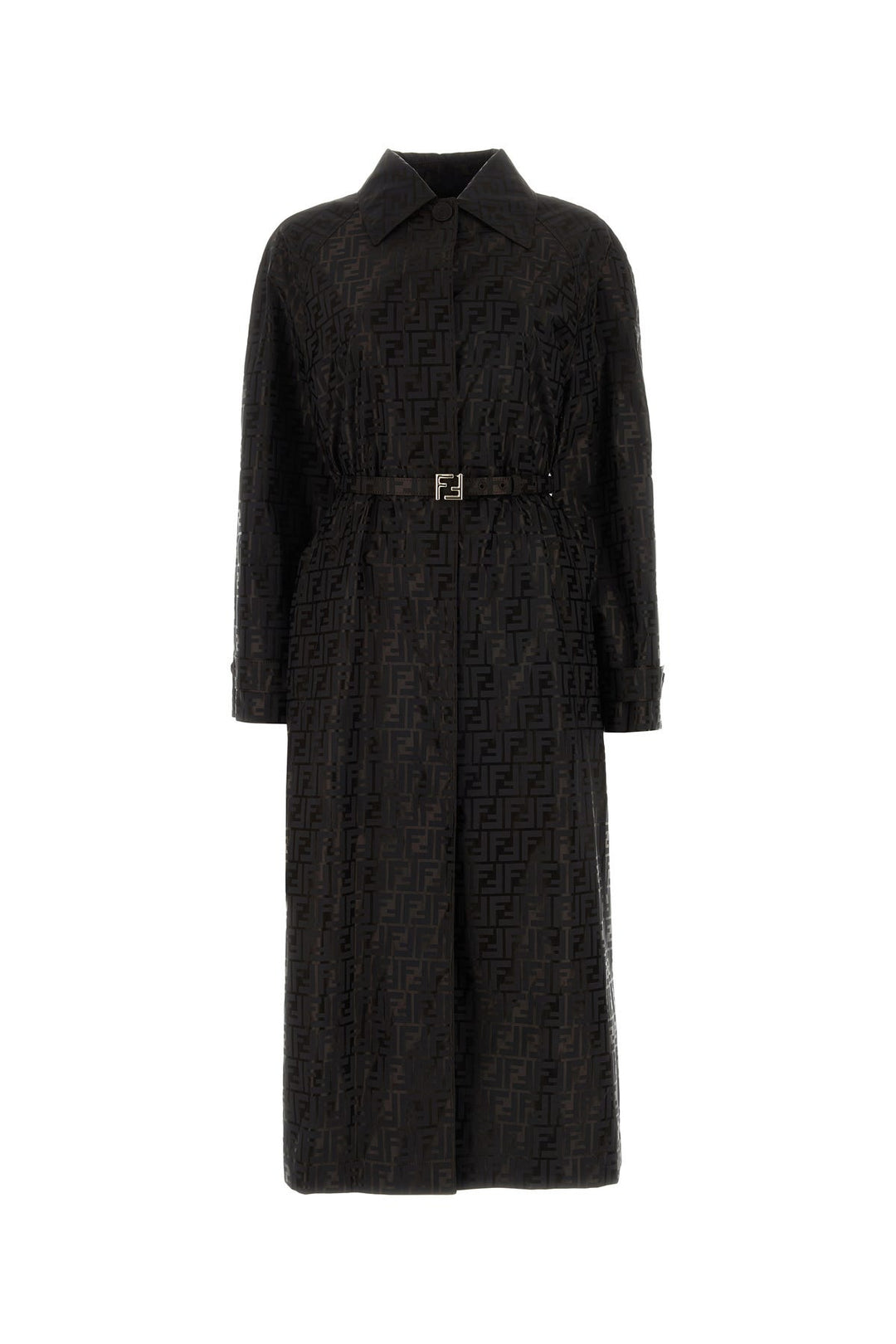 Black cotton blend trench coat