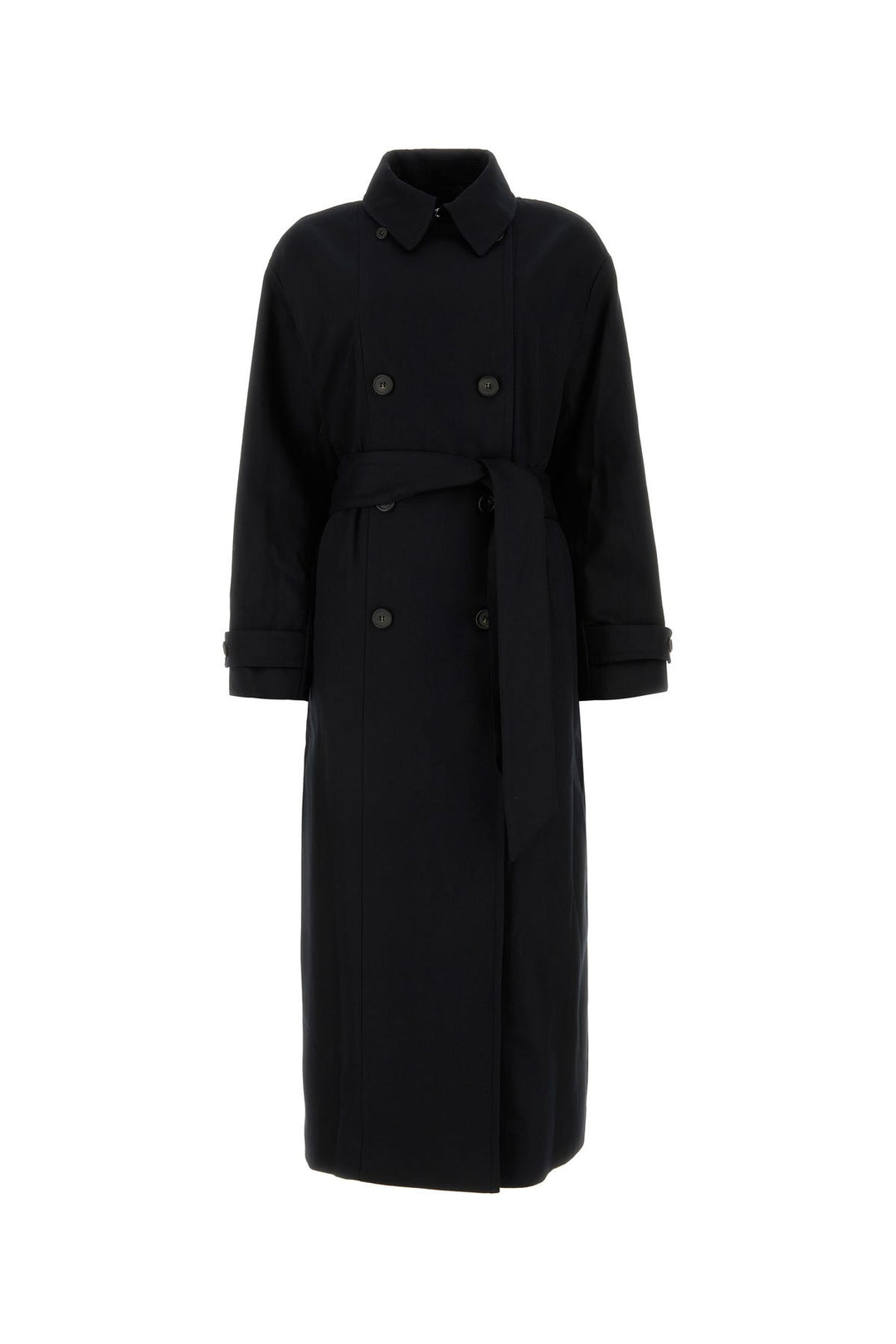 Black cotton blend trench coat