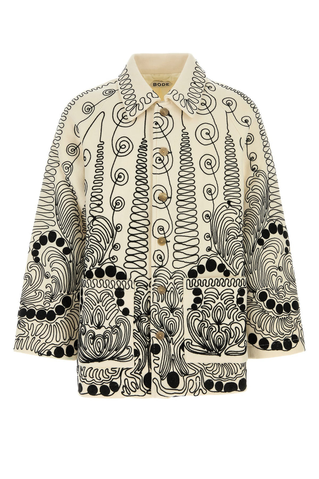 Embroidered wool coat