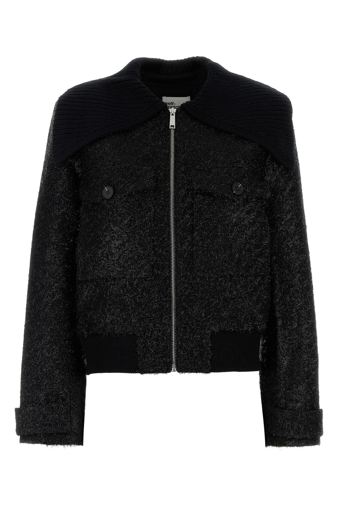 Black polyester blend bomber jacket
