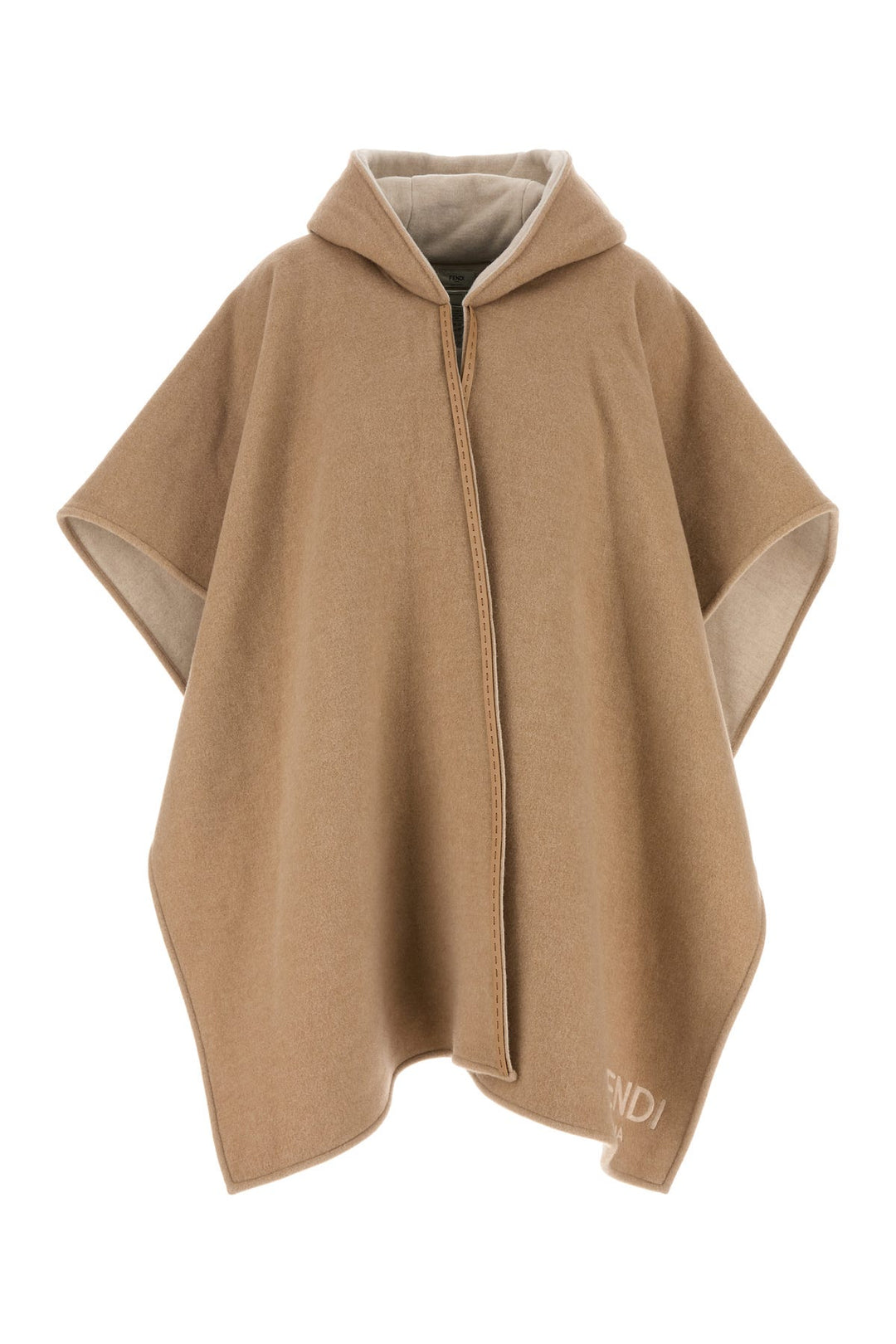 Beige wool blend poncho