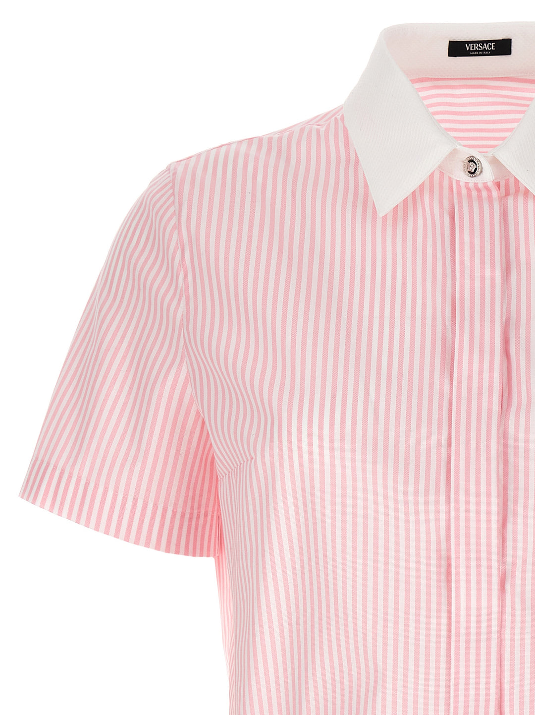 Striped Cropped Shirt Shirt, Blouse Pink