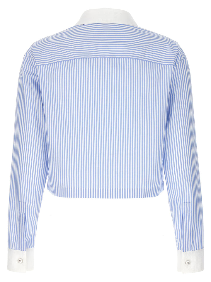 Striped Cropped Shirt Shirt, Blouse Light Blue