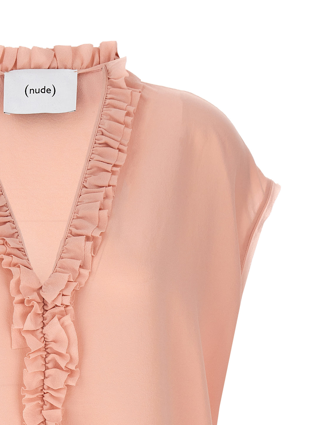 Ruffled Silk Blouse Shirt, Blouse Pink