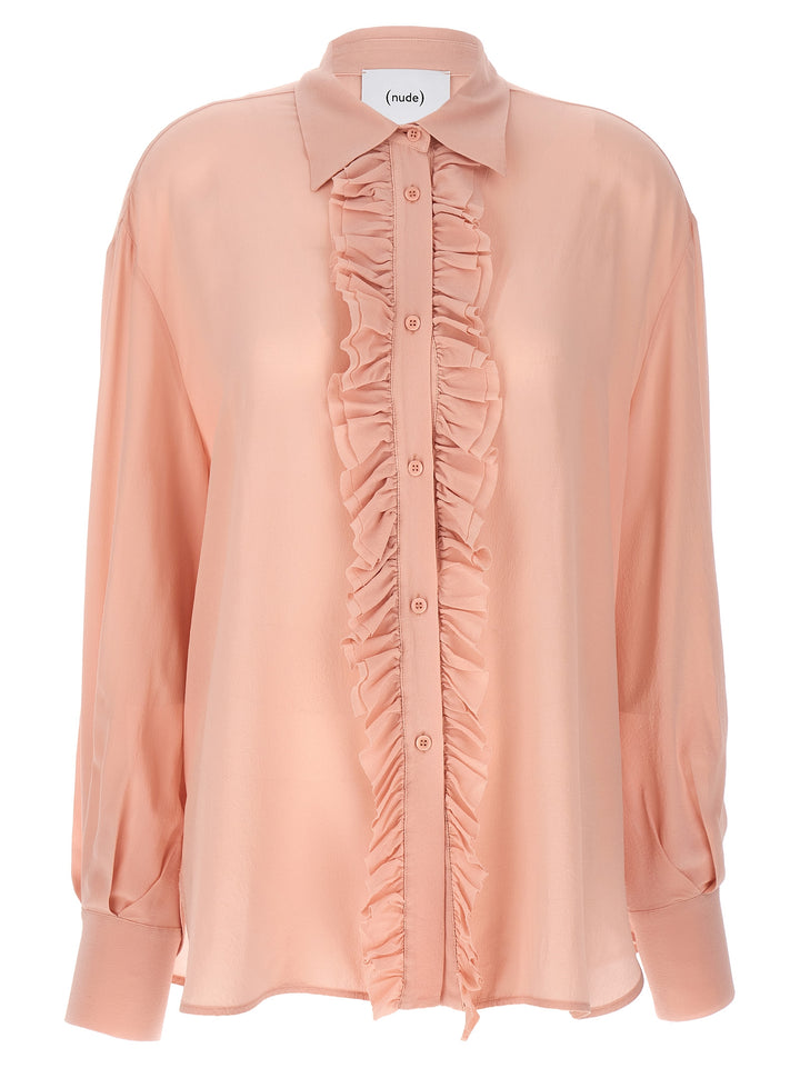 Ruffled Silk Shirt Shirt, Blouse Pink