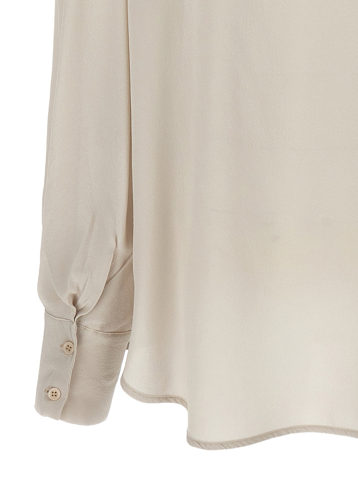 Ruffled Silk Shirt Shirt, Blouse Beige