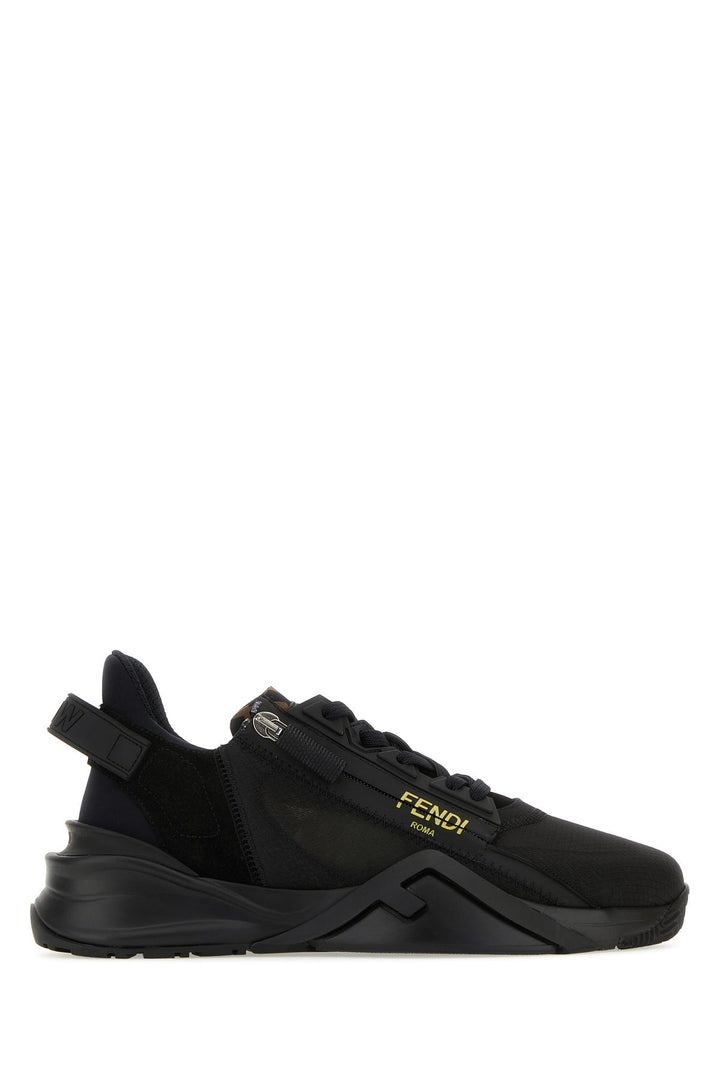 Black nylon and suede sneakers
