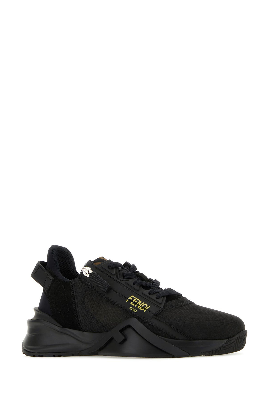 Black nylon and suede sneakers