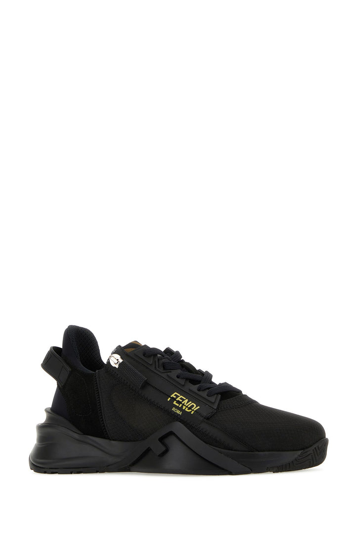 Black nylon and suede sneakers