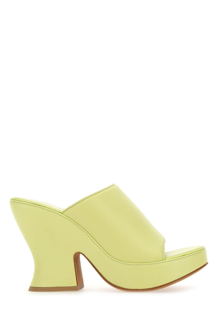 Acid green nappa leather Stack sabot