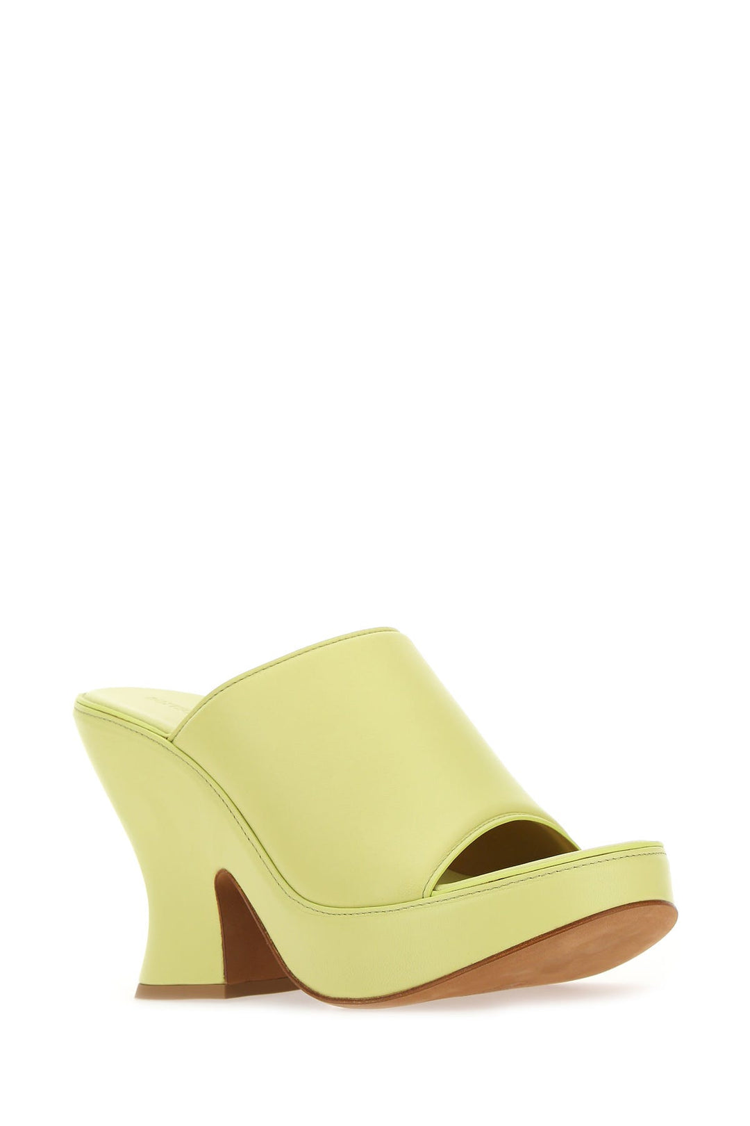 Acid green nappa leather Stack sabot