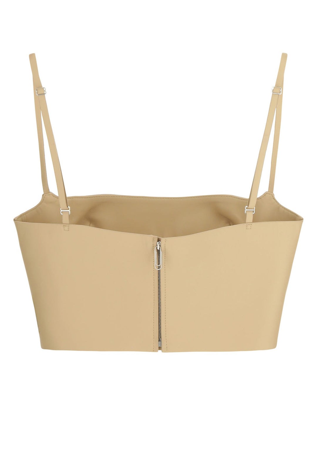 Beige leather crop top
