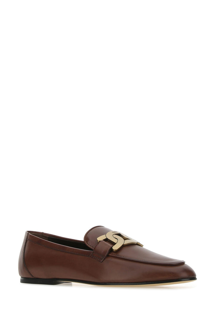 Brown leather loafers