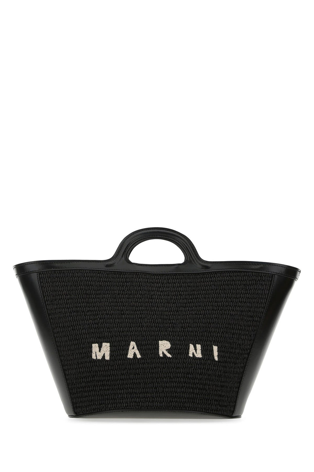 Black leather and raffia small Tropicalia Summer handbag