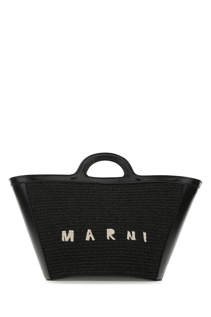 Black leather and raffia small Tropicalia Summer handbag