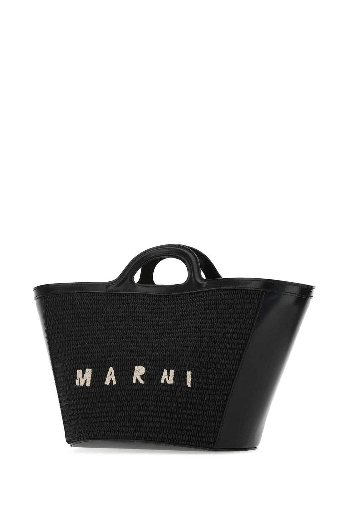Black leather and raffia small Tropicalia Summer handbag