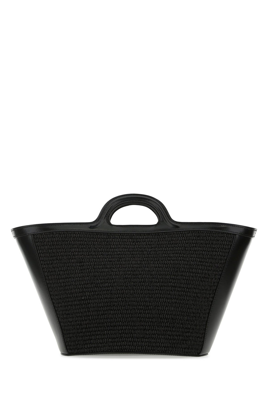 Black leather and raffia small Tropicalia Summer handbag