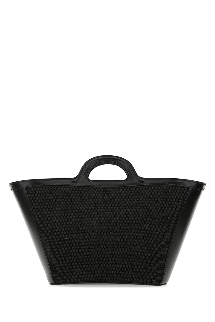 Black leather and raffia small Tropicalia Summer handbag