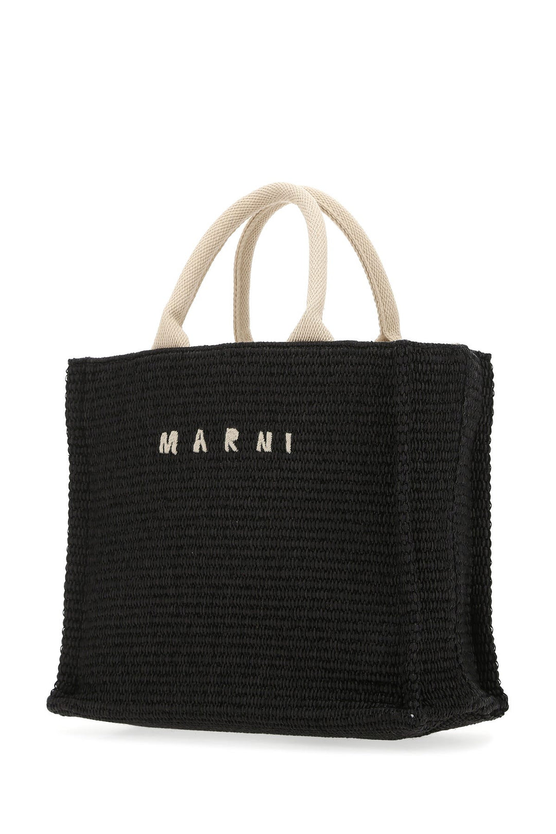 Black raffia small shopping bag