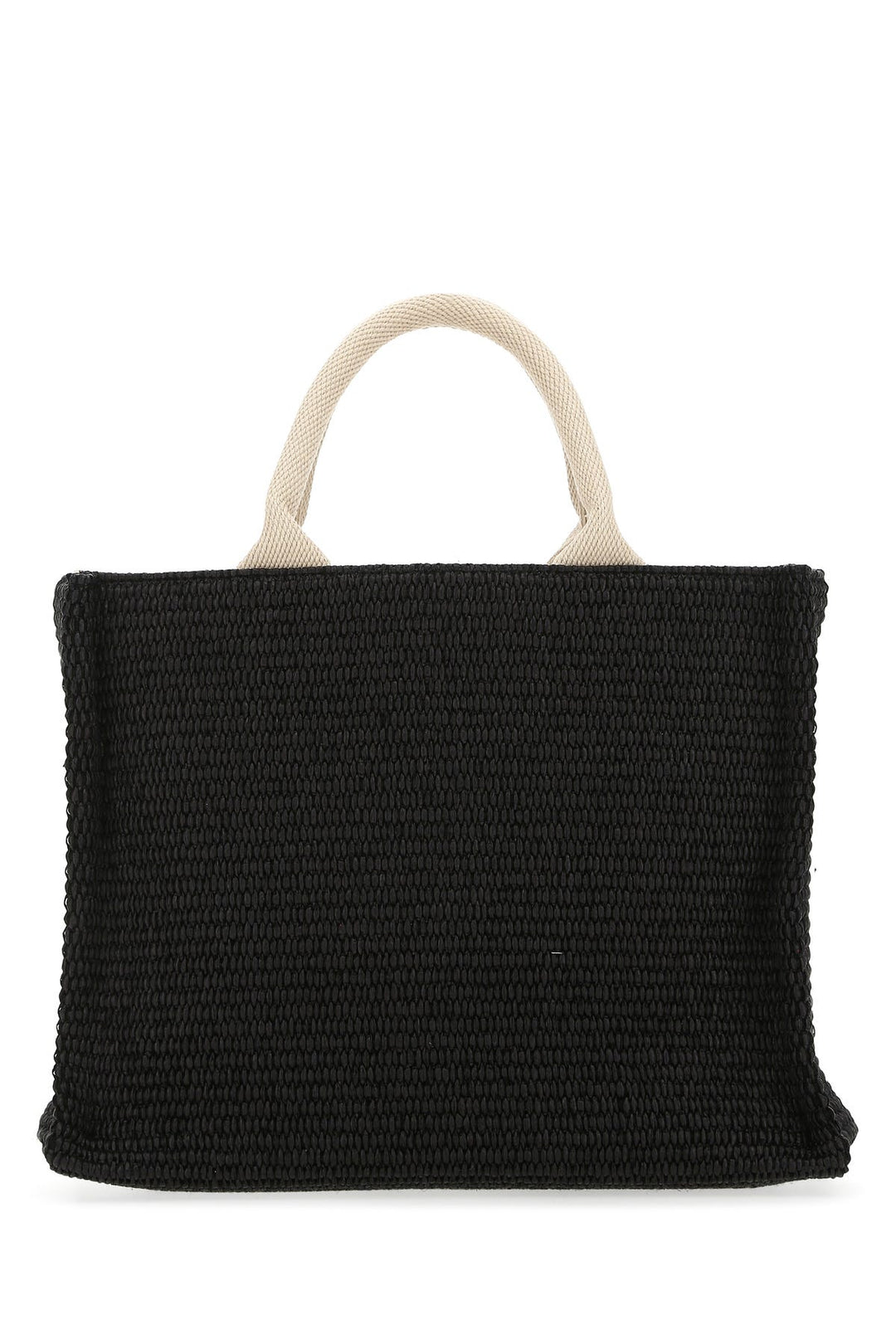 Black raffia small shopping bag