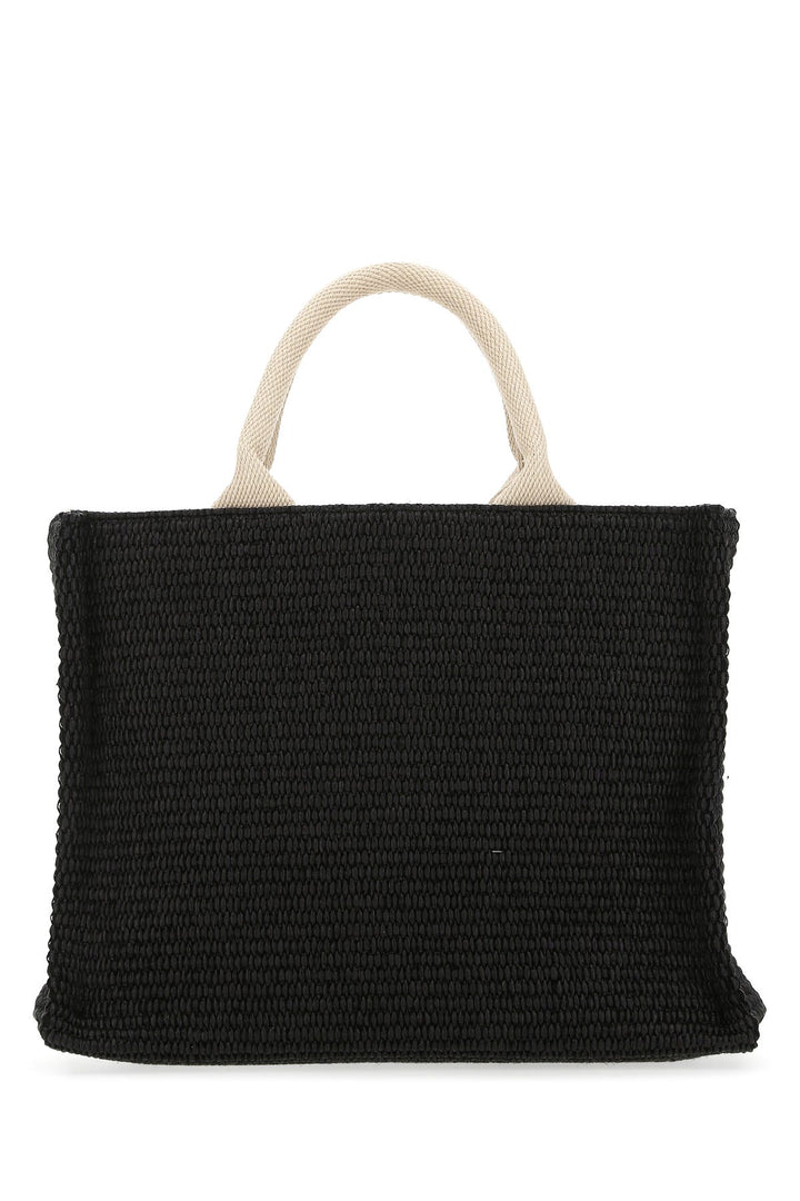 Black raffia small shopping bag