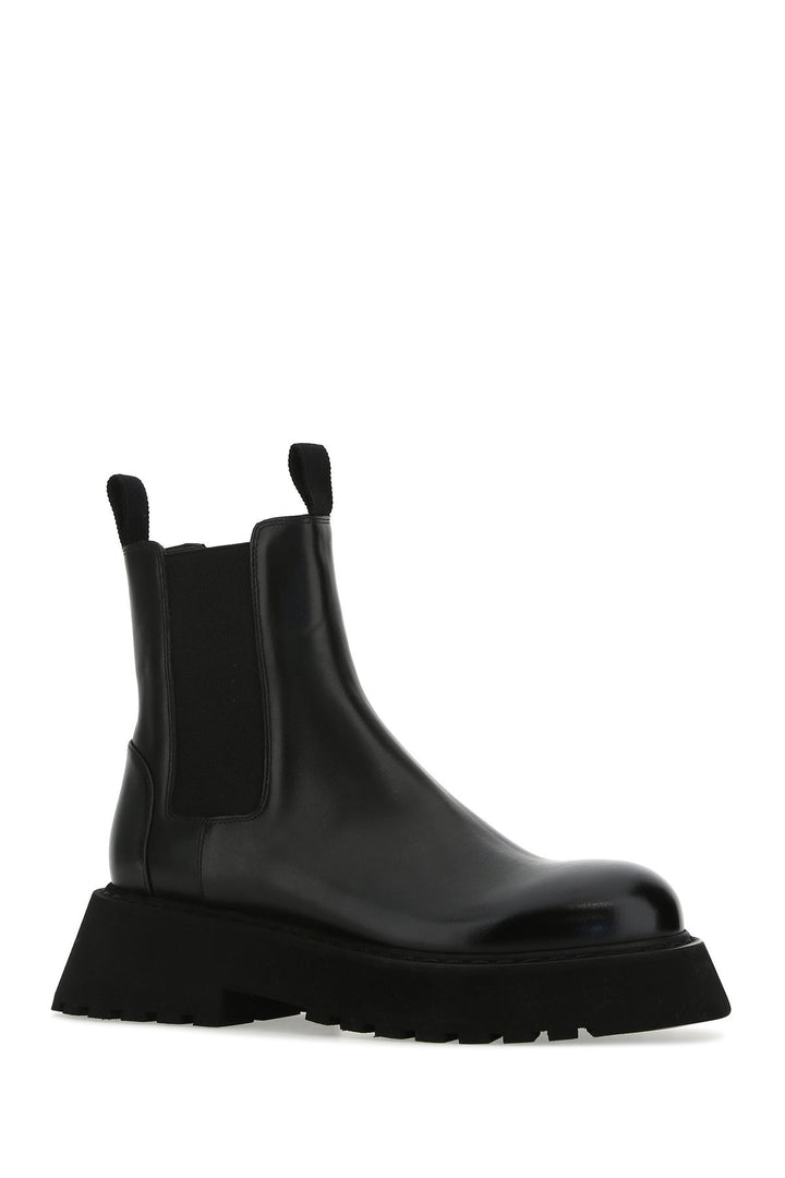 Black leather ankle boots