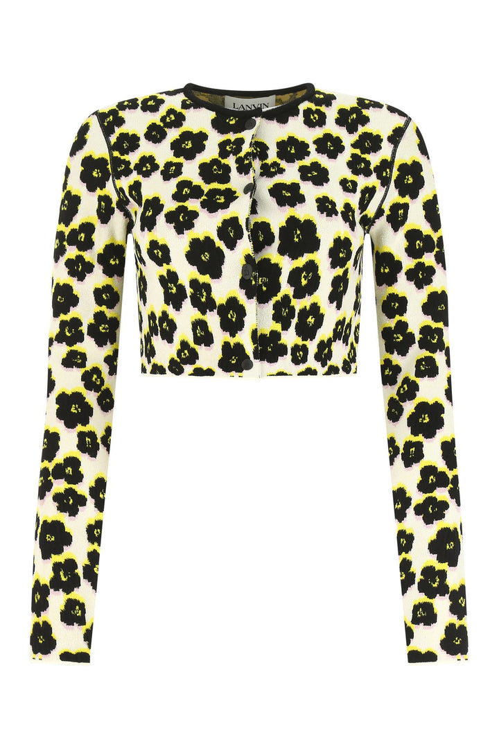 Embroidered viscose blend cardigan