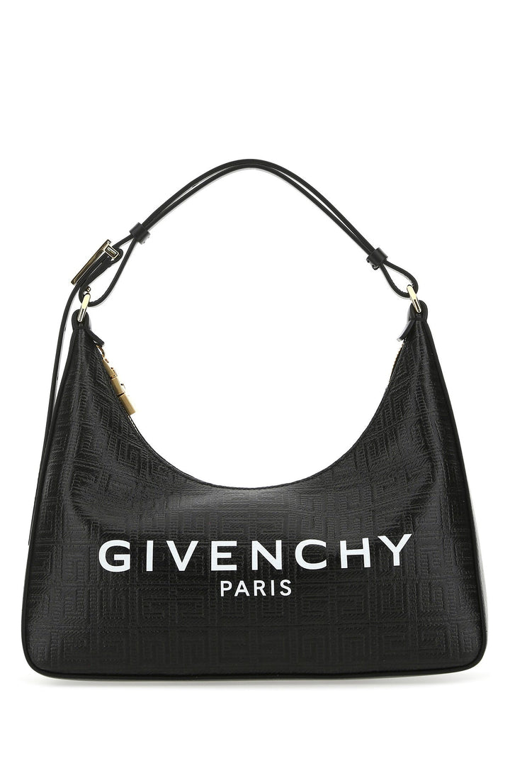 Black fabric small Moon Cut Out shoulder bag
