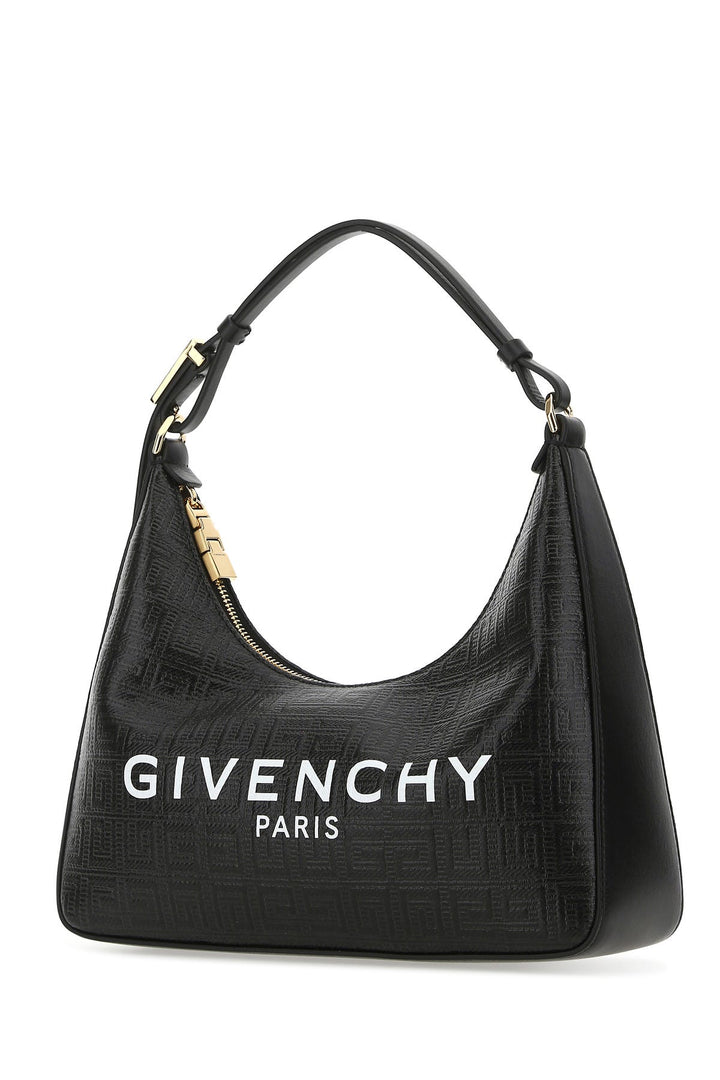 Black fabric small Moon Cut Out shoulder bag