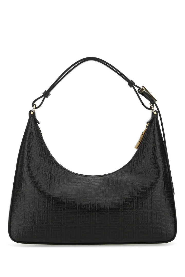 Black fabric small Moon Cut Out shoulder bag