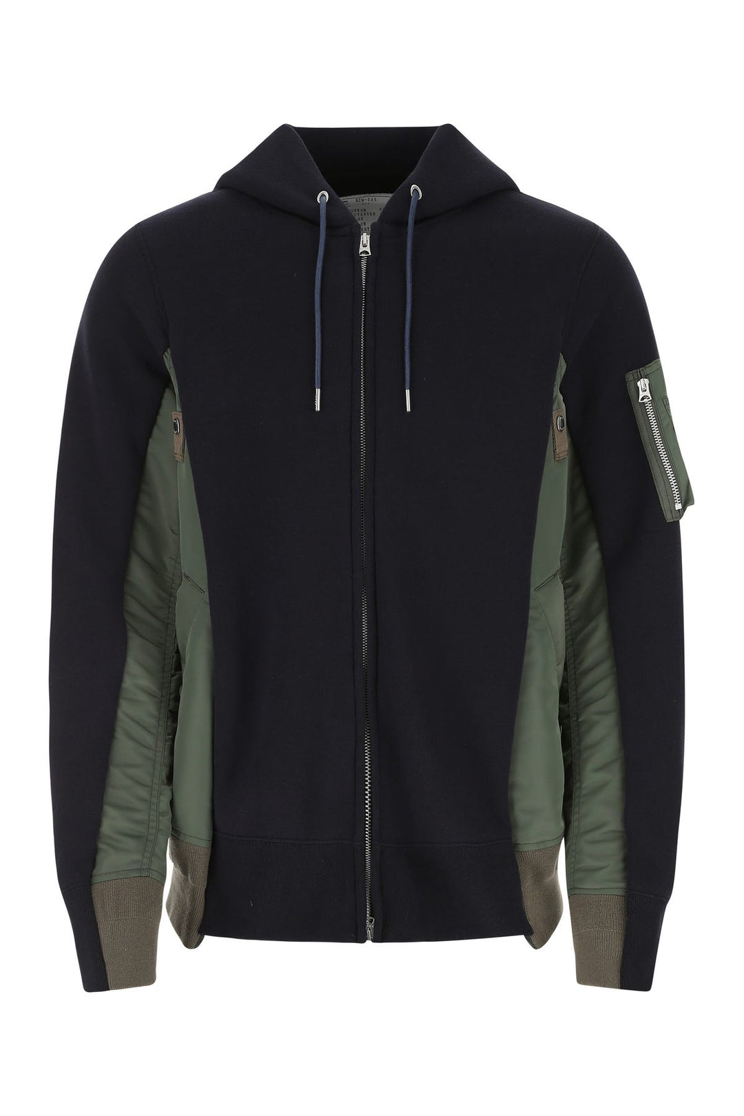 Two-tone cotton blend and nylon sweatshirt