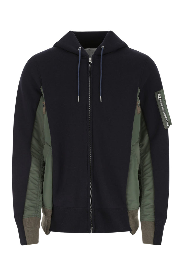 Two-tone cotton blend and nylon sweatshirt
