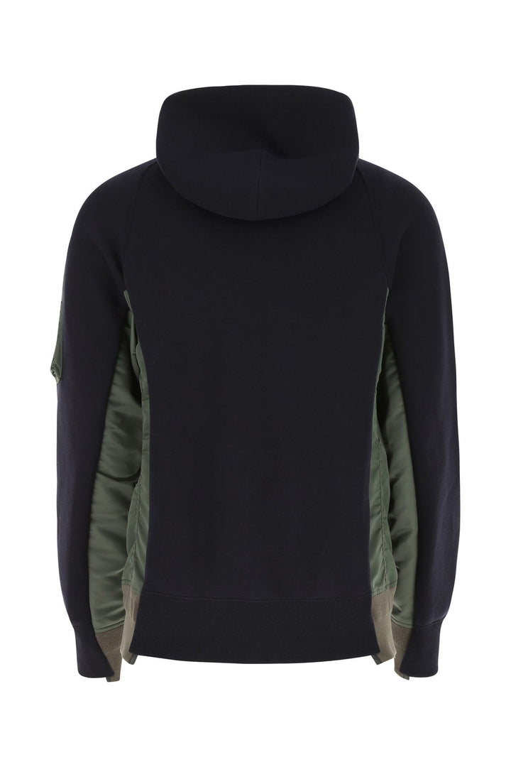 Two-tone cotton blend and nylon sweatshirt