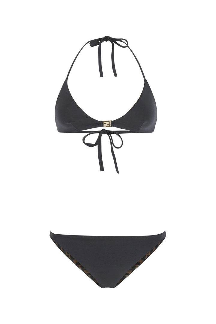 Black stretch nylon bikini