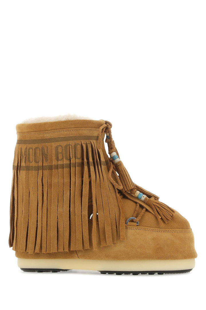 Camel suede ankle boots