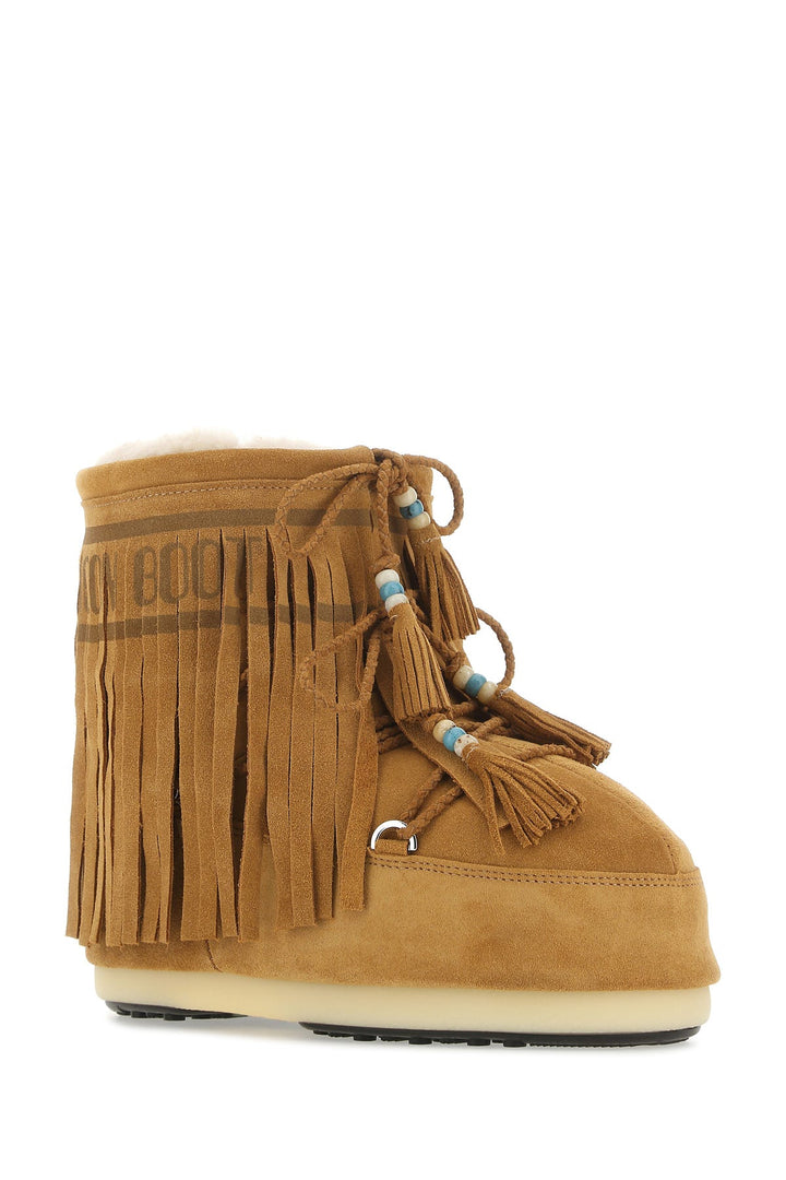 Camel suede ankle boots