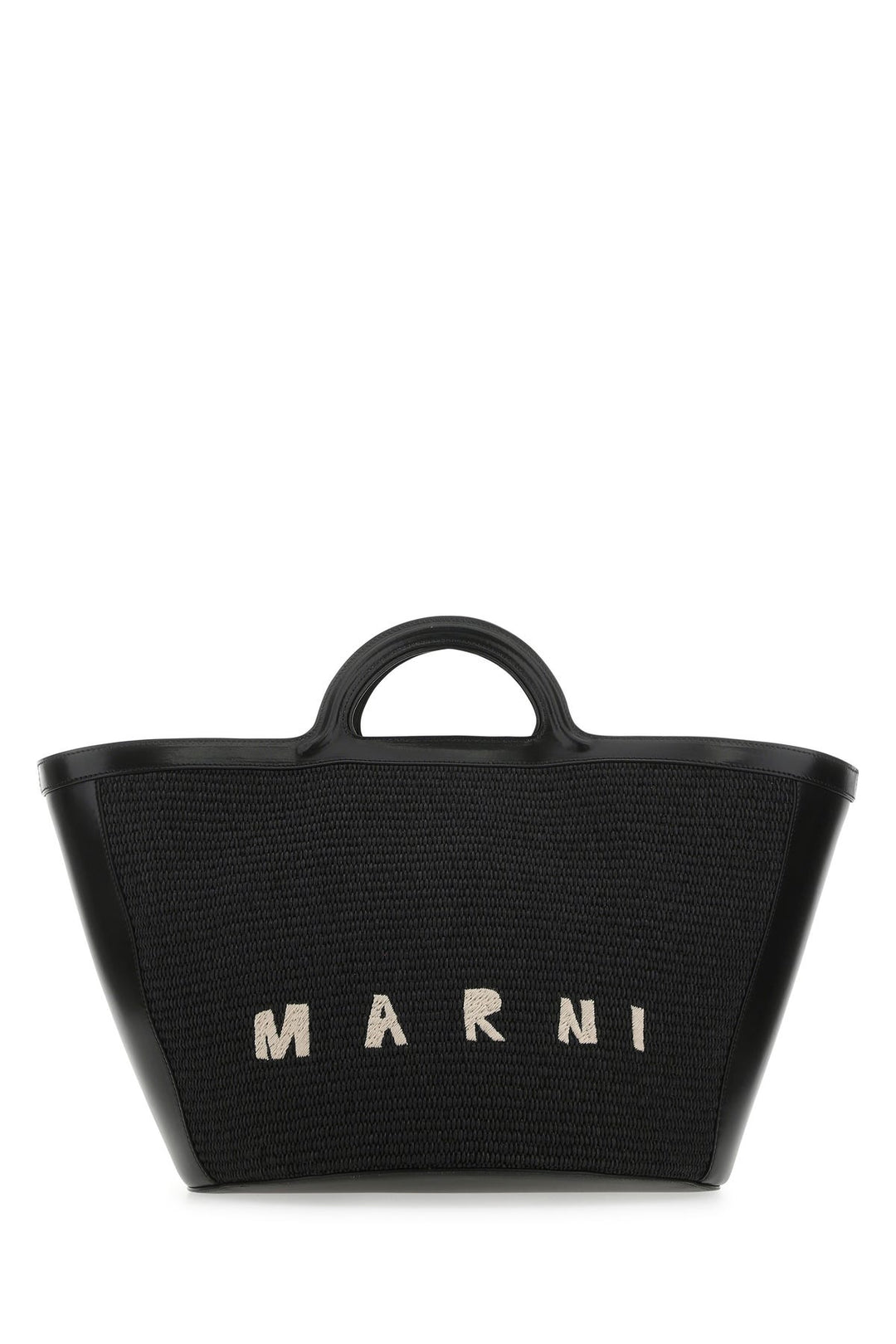 Black leather and raffia large Tropicalia Summer handbag