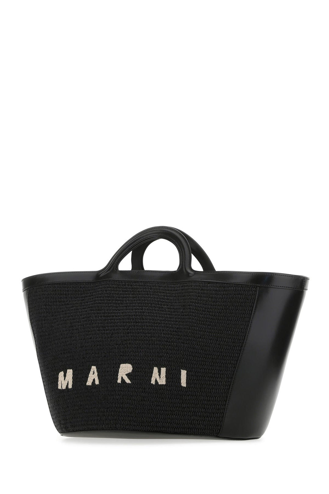 Black leather and raffia large Tropicalia Summer handbag