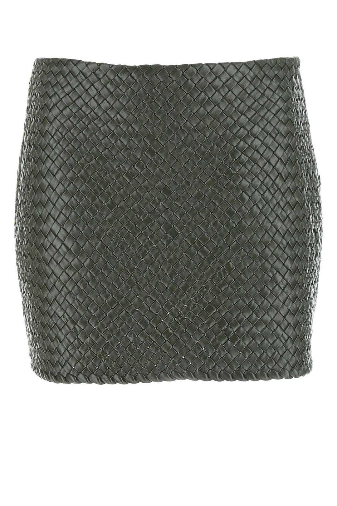 Army green leather mini skirt