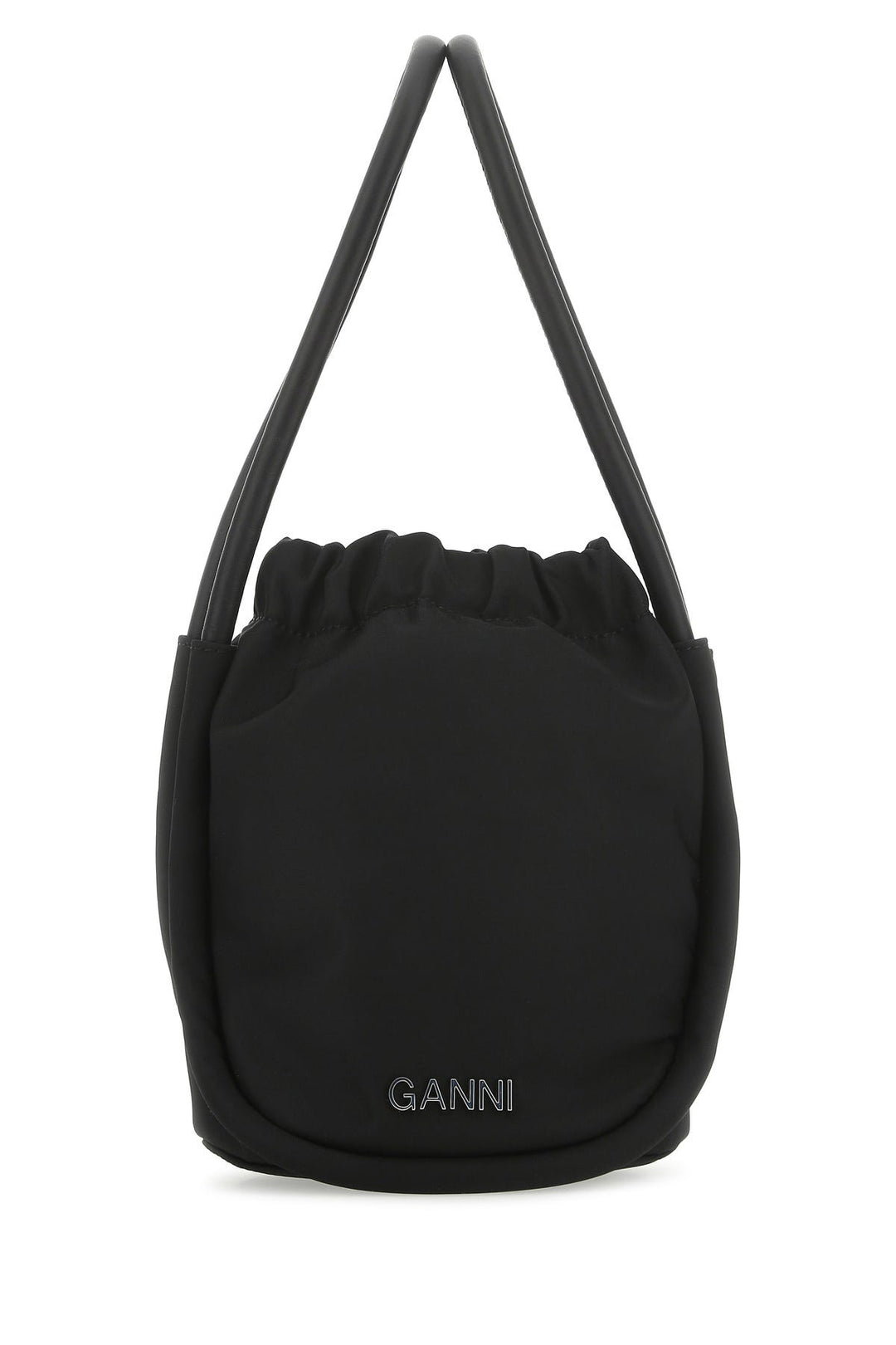 Black satin handbag