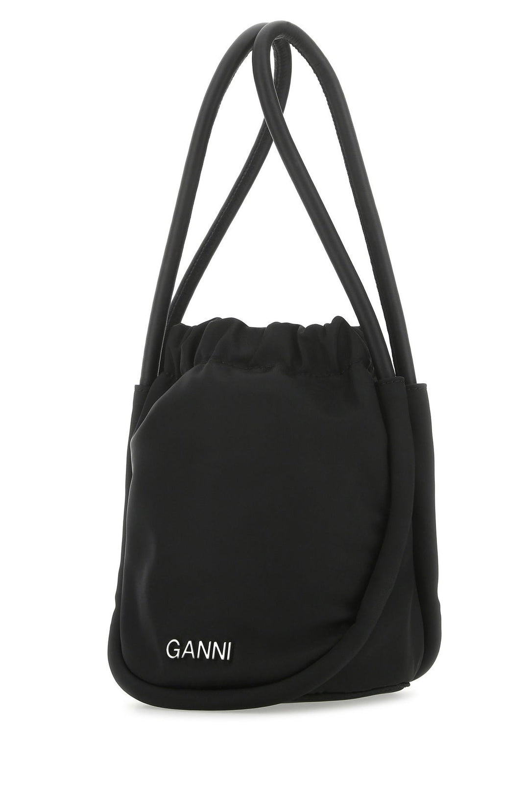 Black satin handbag