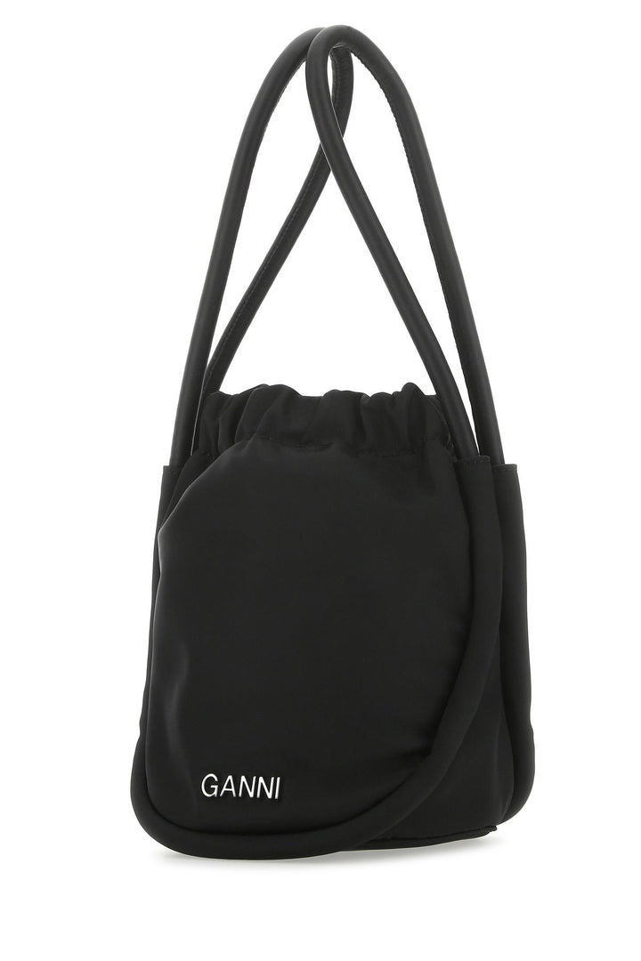 Black satin handbag
