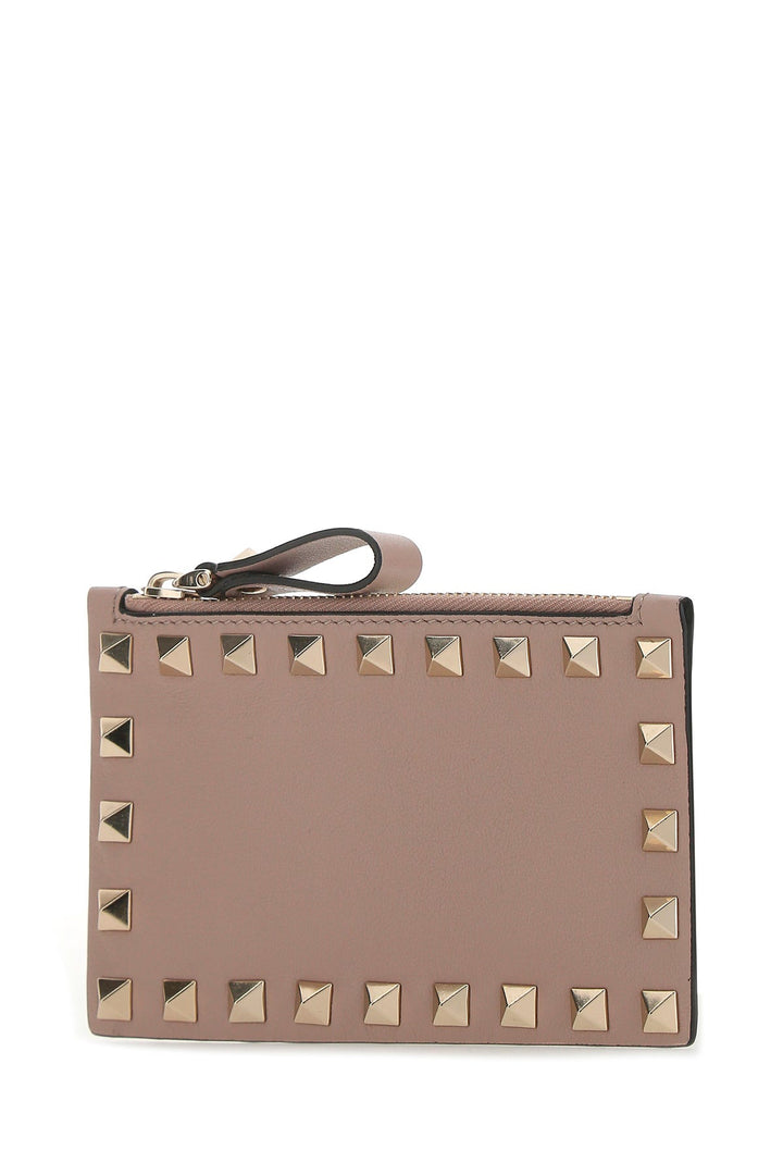 Antiqued pink leather Rockstud card holder