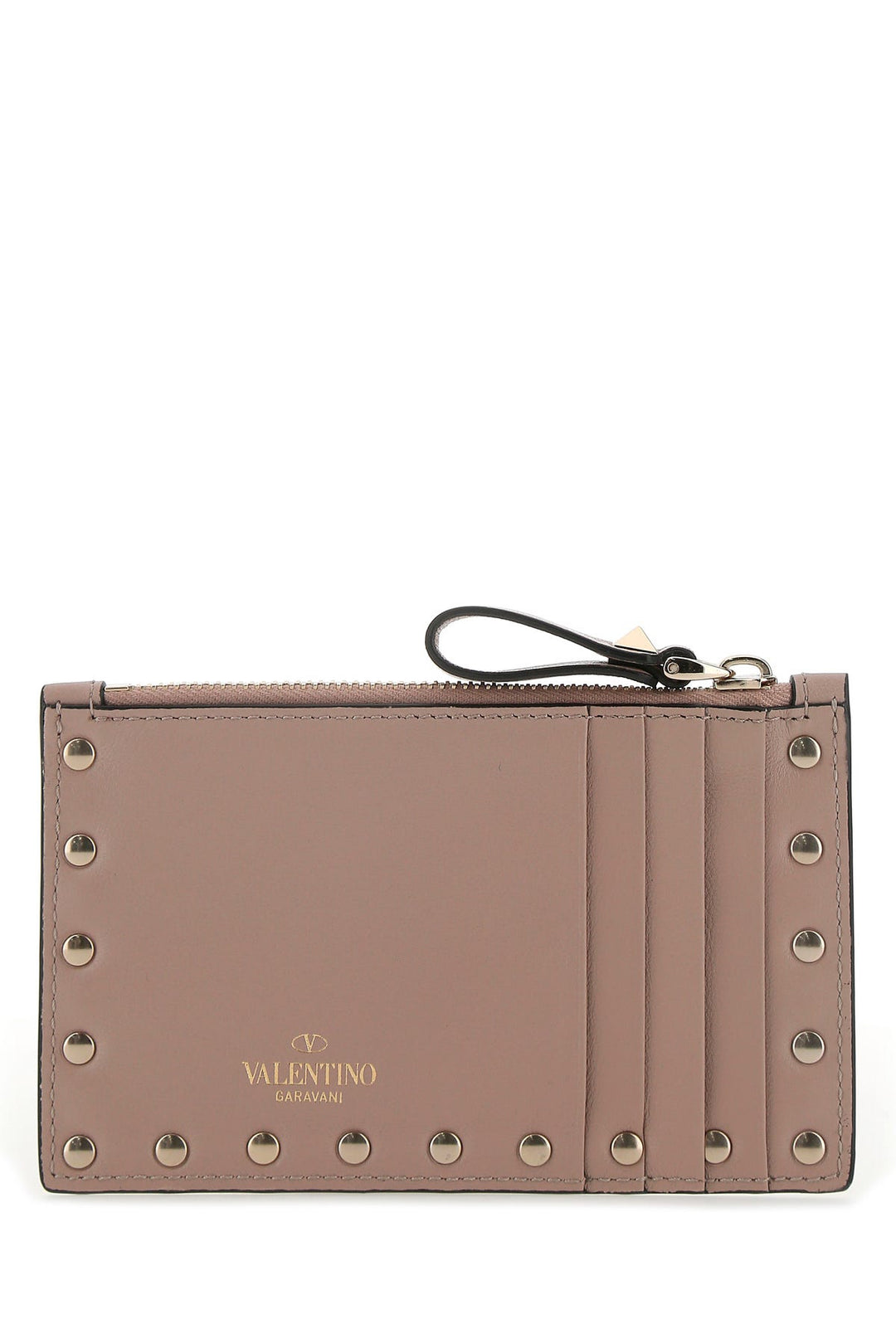 Antiqued pink leather Rockstud card holder