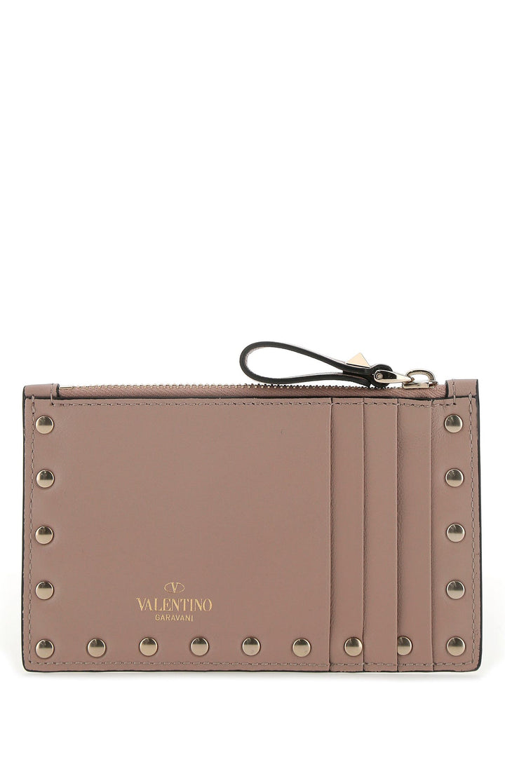 Antiqued pink leather Rockstud card holder