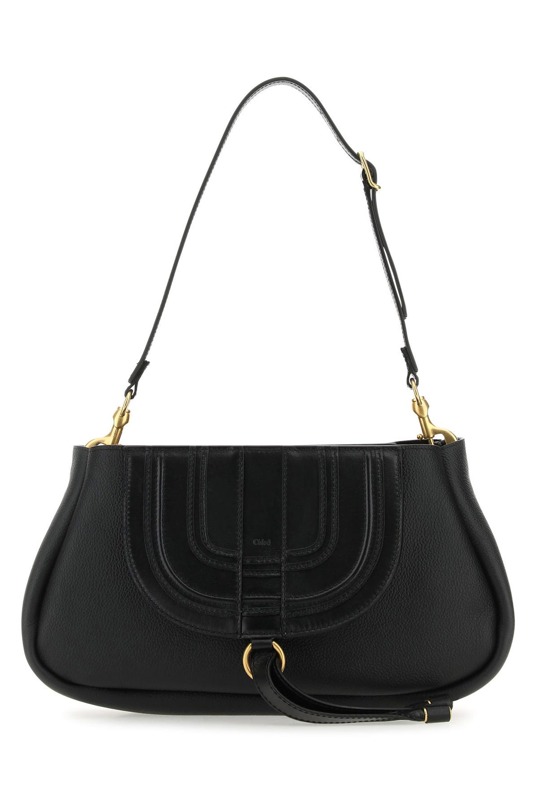 Black leather Marcie clutch