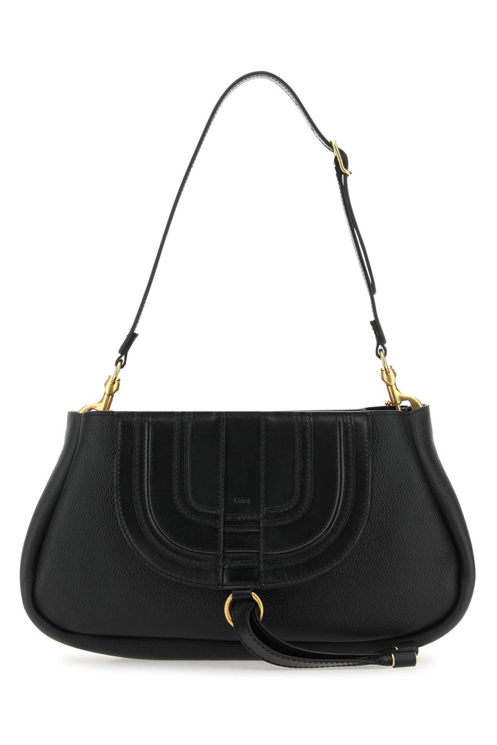 Black leather Marcie clutch