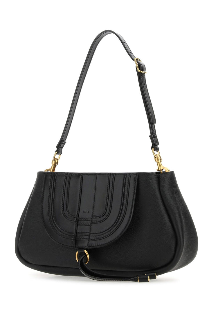 Black leather Marcie clutch