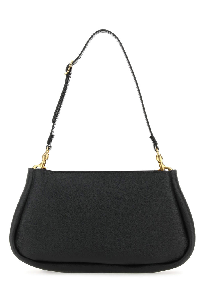 Black leather Marcie clutch